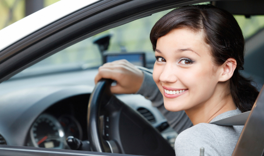 Pretty girl in a car